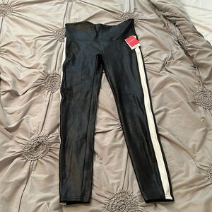NWOT - SPANX Faux Leather Side Stripe Leggings